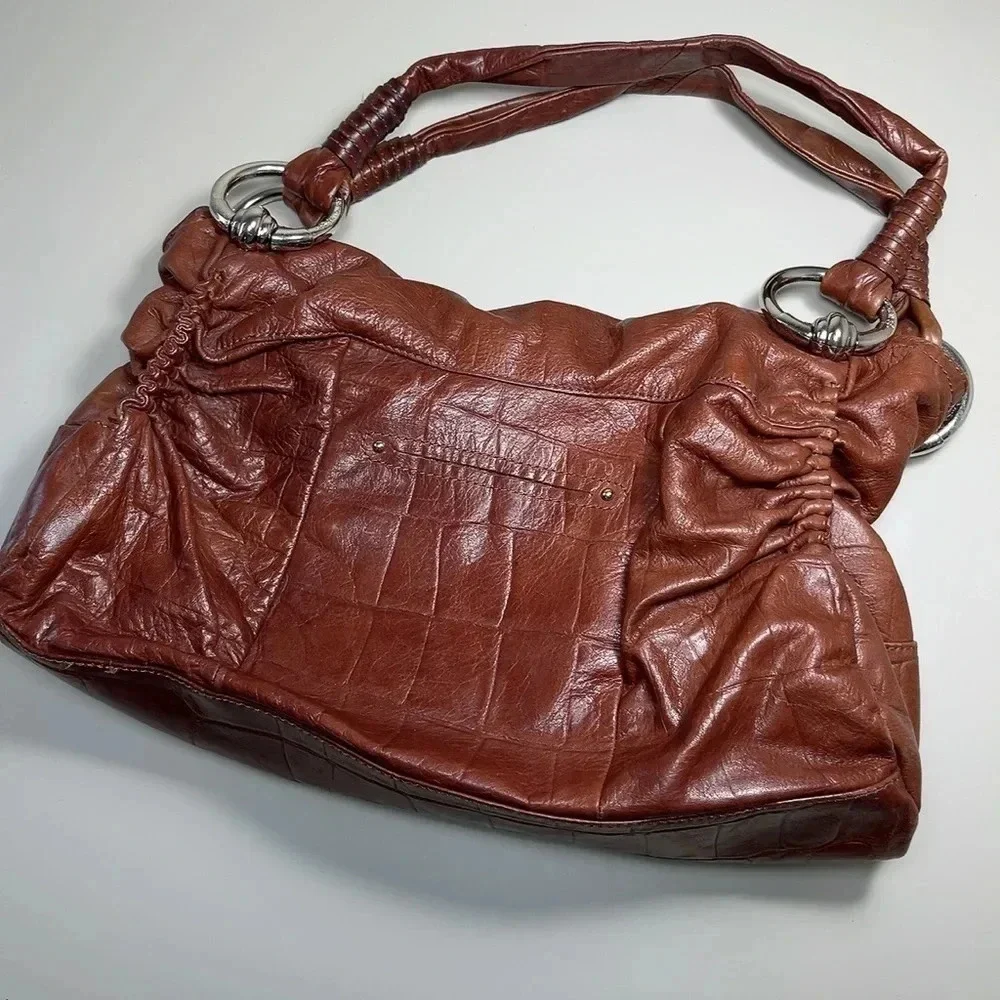 B. MAKOWSKY  | CROC LEATHER SATCHEL BOHO SHOULDER BAG - Picture 11 of 14